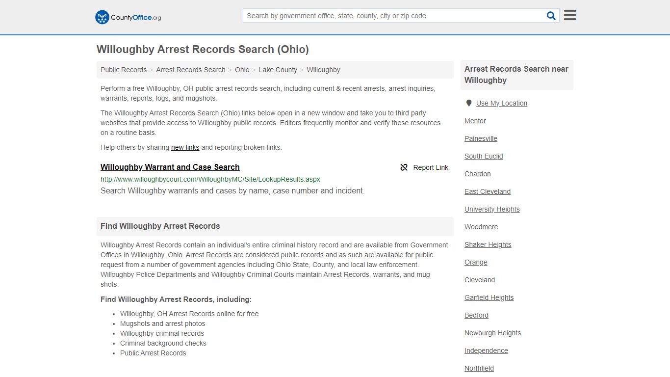 Arrest Records Search - Willoughby, OH (Arrests & Mugshots)